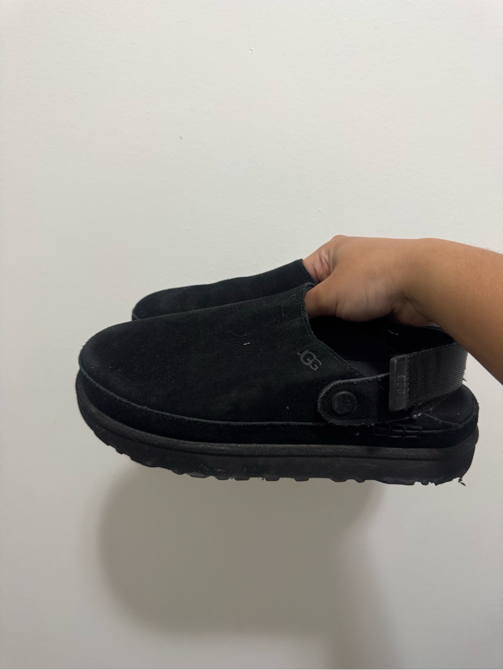 UGG Black Suede Back-Strap Clog